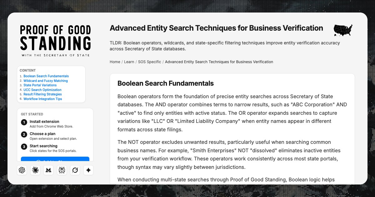 Advanced Entity Search Techniques for Business Verification