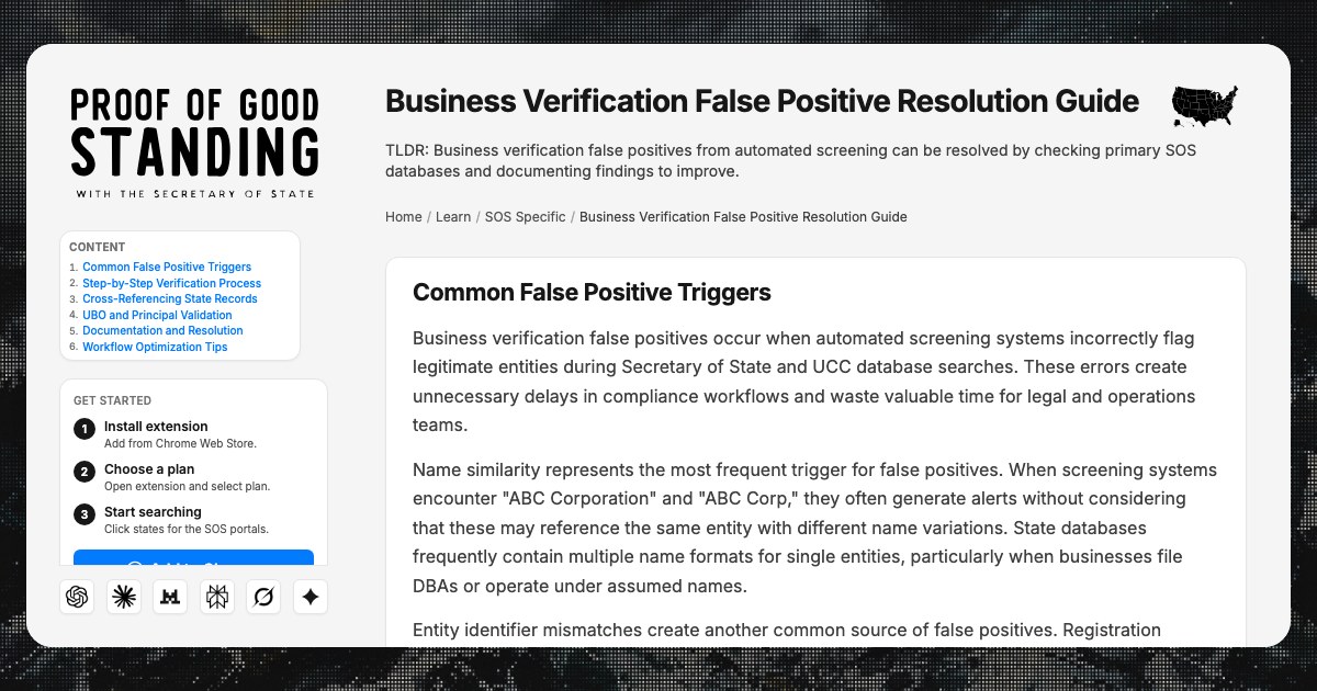 Business Verification False Positive Resolution Guide