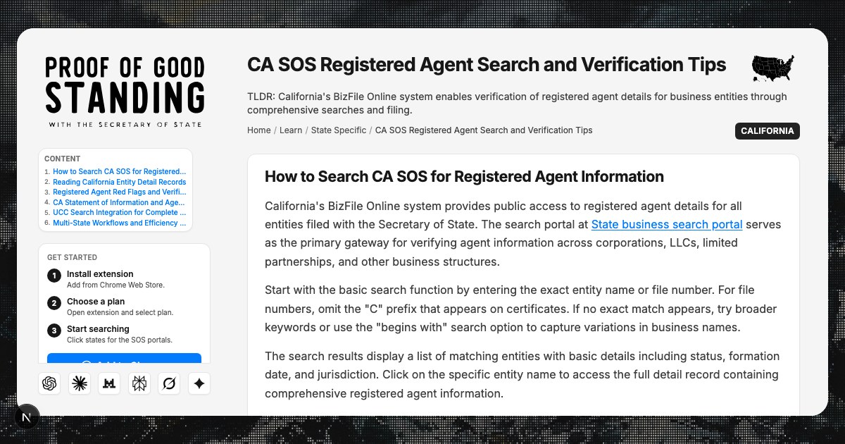 Sos Filing Ca CA Secretary of State Registered Agent Search Guide