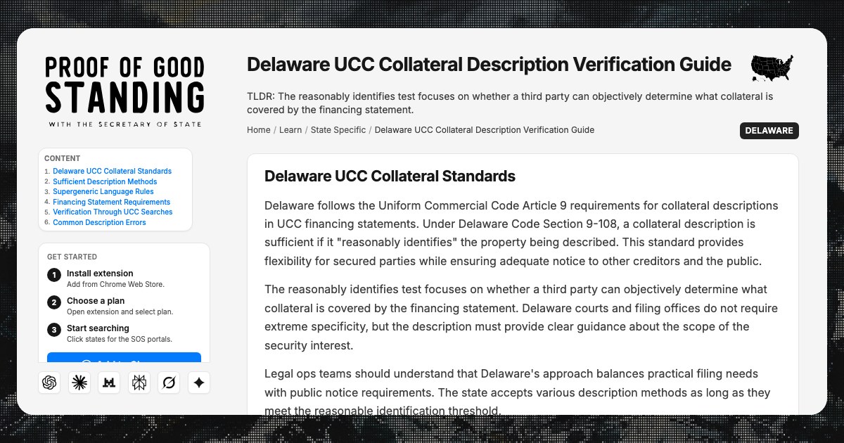 Delaware UCC Collateral Description Requirements: 2026 Guide