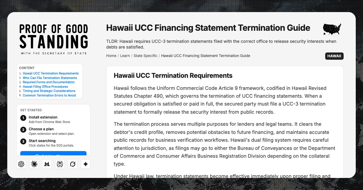 Hawaii UCC Termination: Filing Requirements and Process 2026