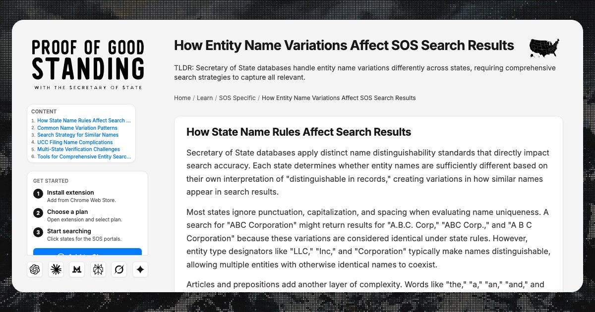 How Entity Name Variations Affect SOS Search Results