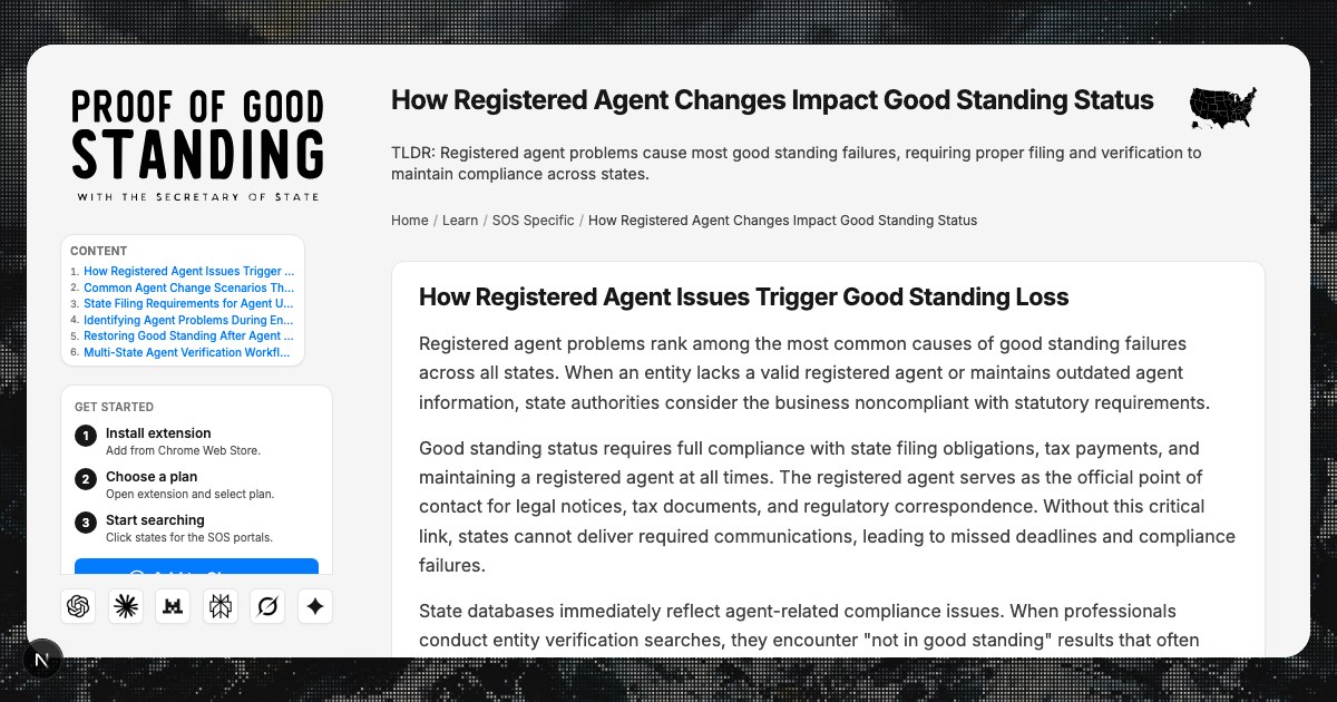 How Registered Agent Changes Impact Good Standing Status
