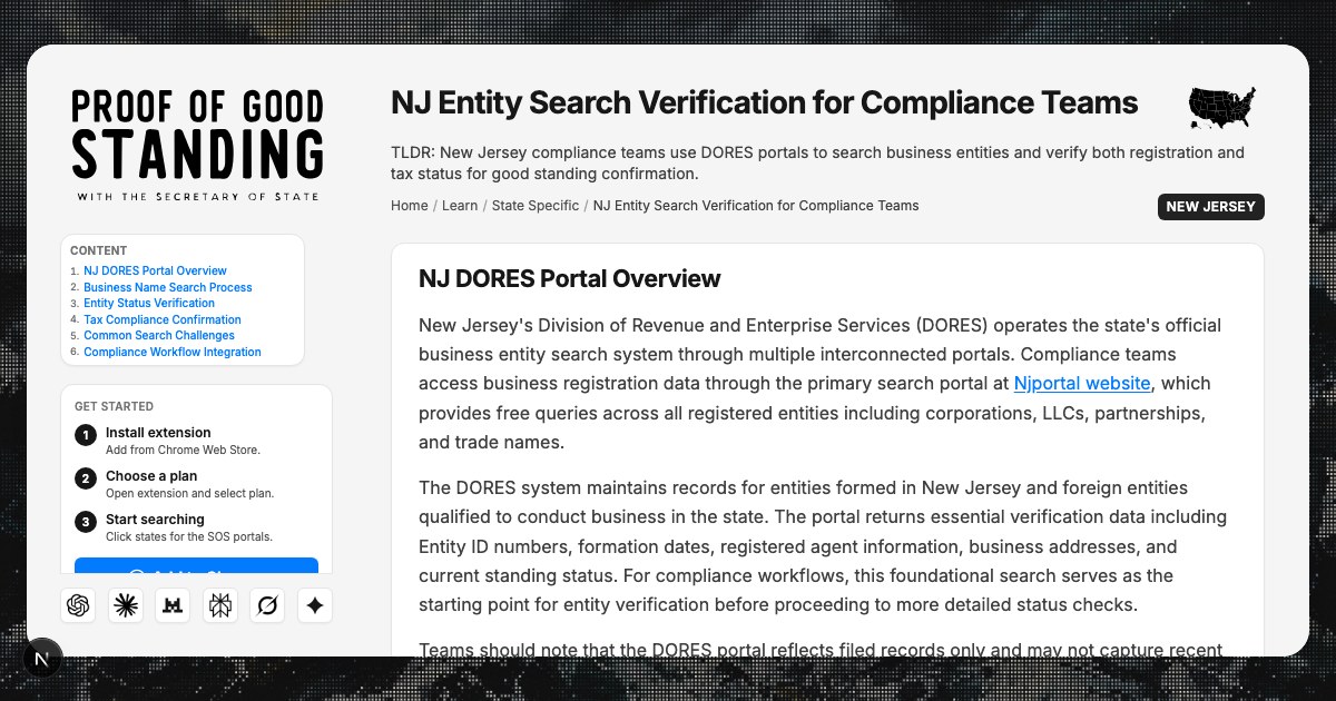 NJ Entity Search: DORES Portal Guide for Compliance Teams