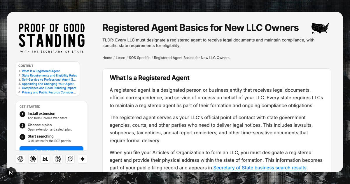 Registered Agent Basics for New LLC Owners: Requirements