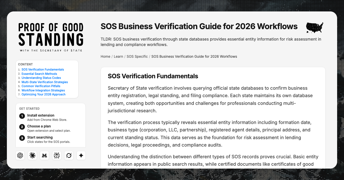 Sos Guide SOS Business Verification Guide: 2026 Workflow Strategies