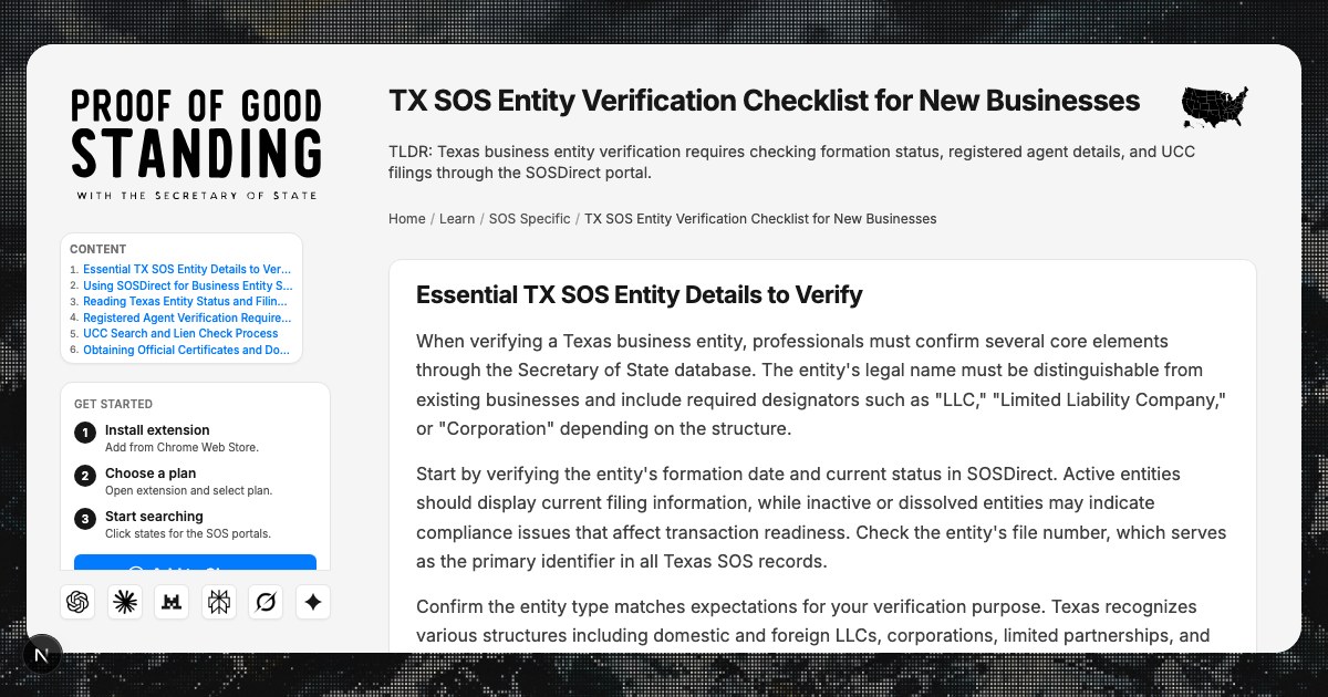 Sos Filing Tx Example TX SOS Entity Verification Checklist: Complete Business