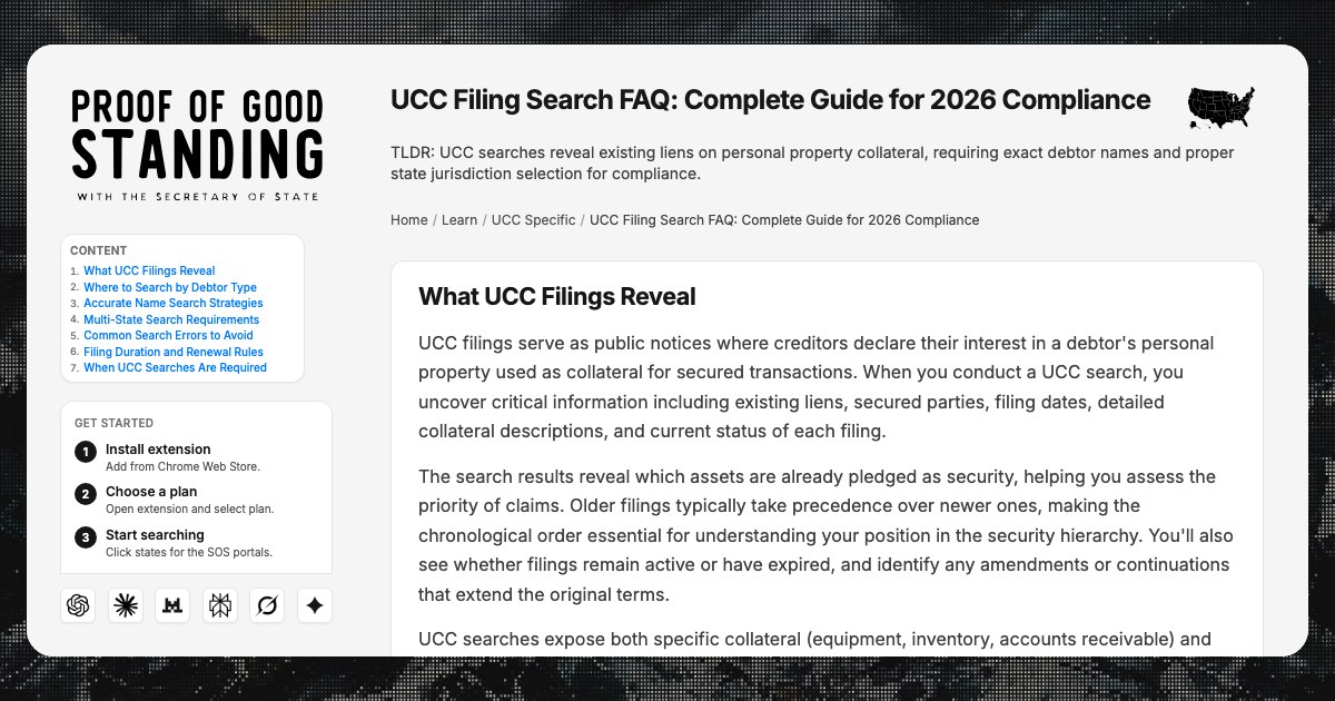 Currently Filing Sign UCC Filing Search FAQ: Complete Guide for 2026 Compliance