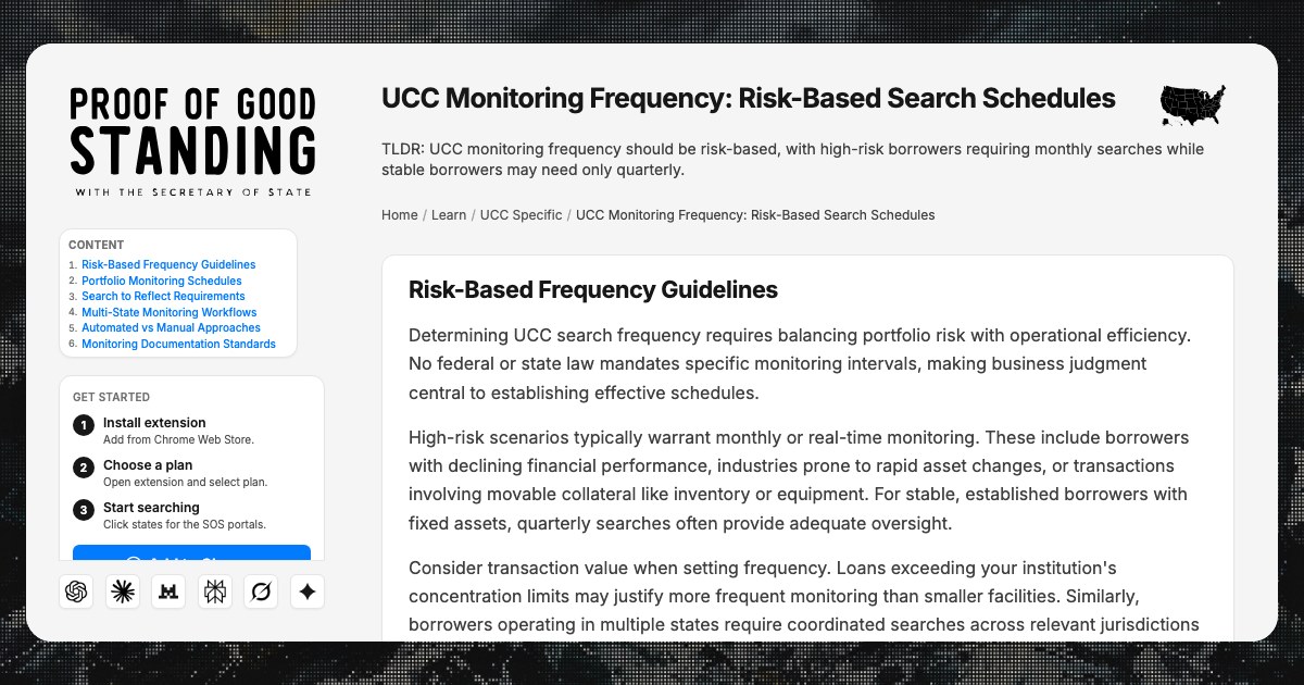 UCC Monitoring Frequency: Risk-Based Search Schedules